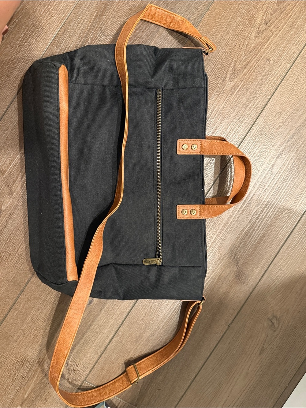 thirty-one Black Crossbody Bag with Tan Accents